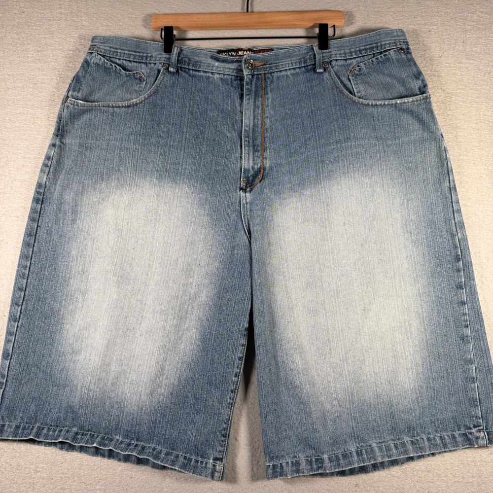 Brooklyn Xpress Mens Baggy Denim Shorts Light Wash Blue Size 48 Skater Y2K Jorts